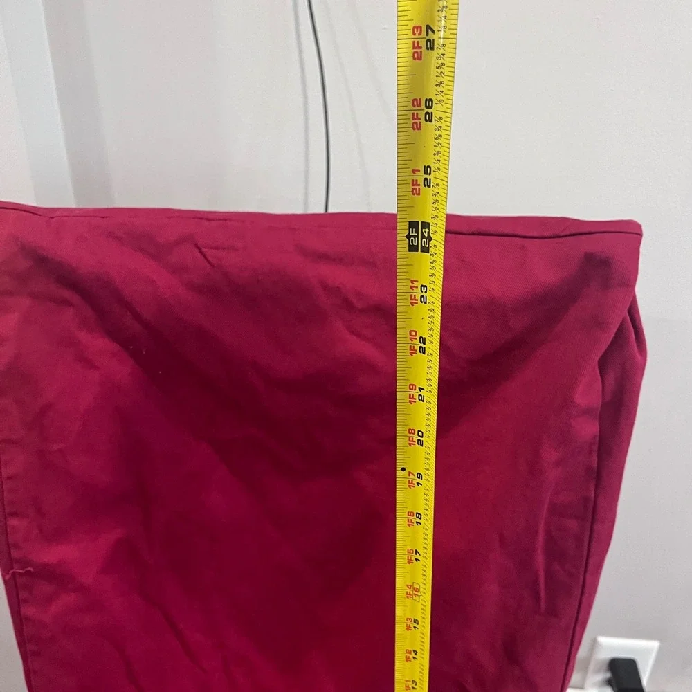 Cranberry Red Cotton Twill Dining Chair Slipcover Skirted High Back Tie Vtg